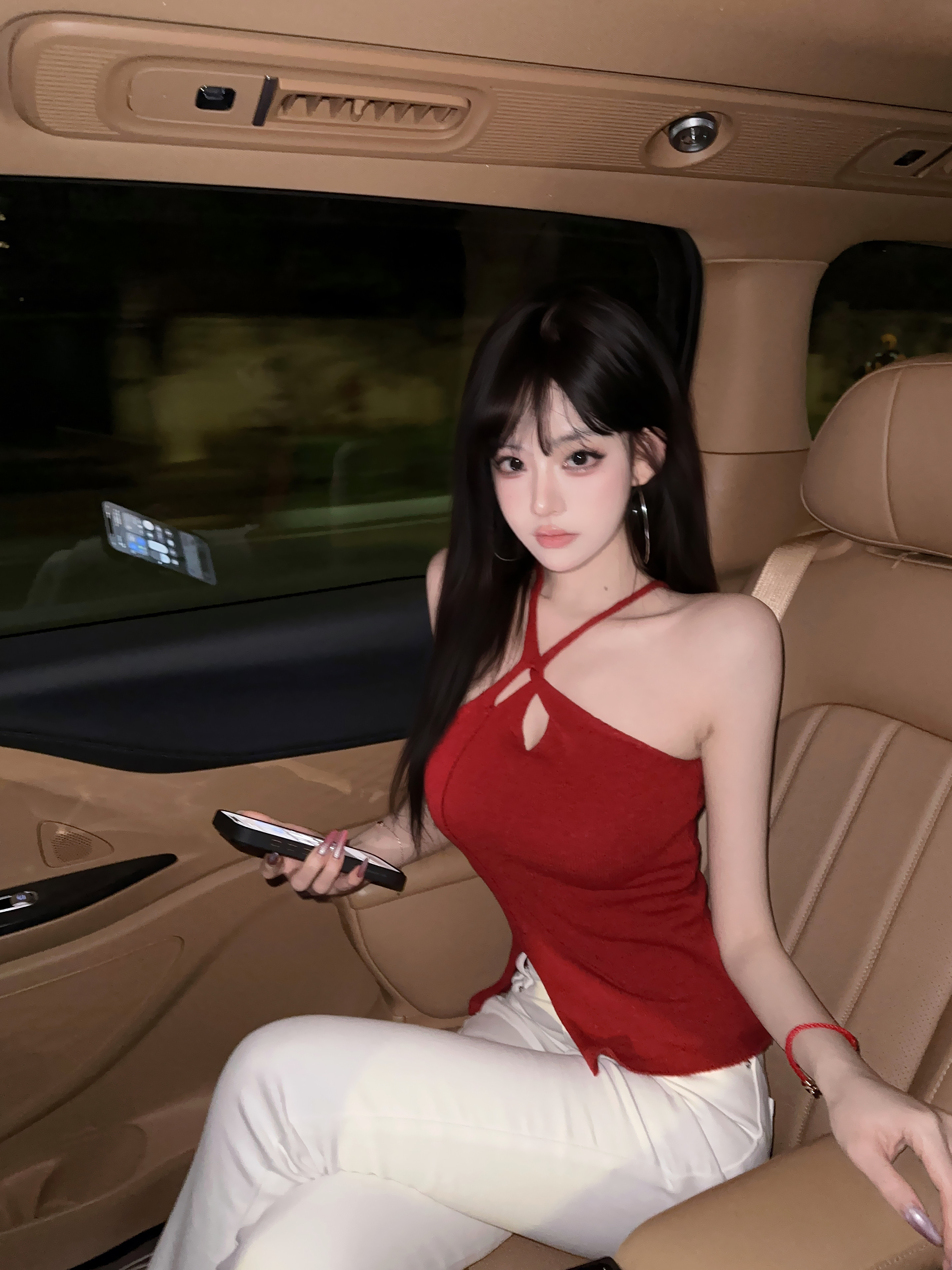 Eva君君酱小众镂空挂脖明线针织吊带背心女修身显瘦开叉性感上衣,淘宝优惠券,粉丝福利购,淘宝优惠卷