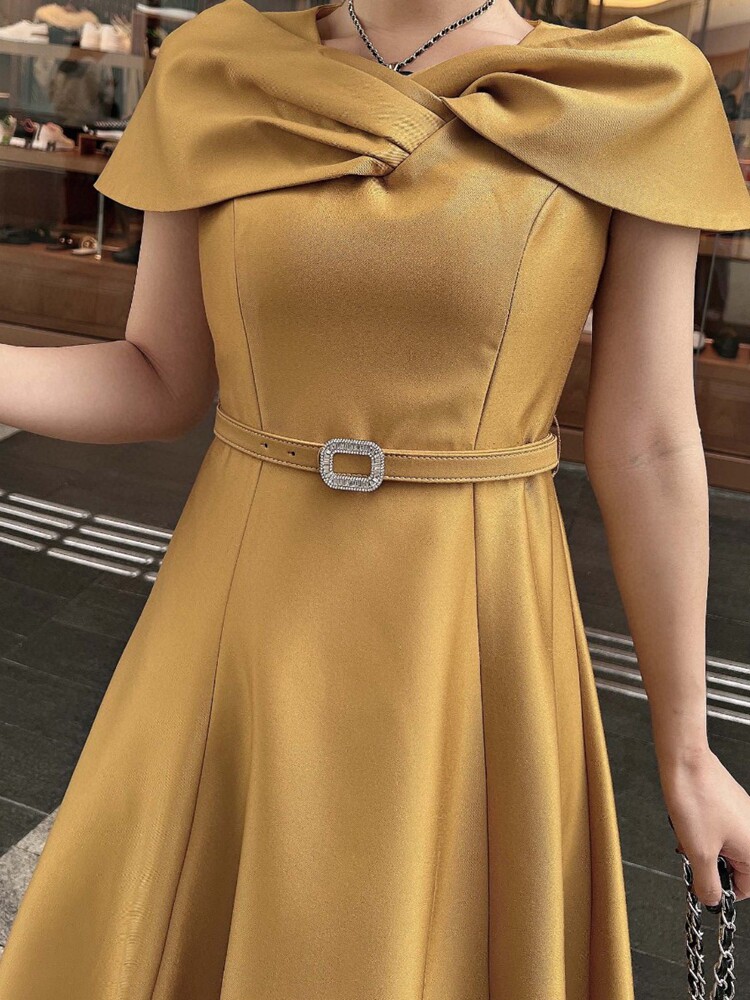 高端优雅名媛气质女人味连衣裙高级感蝴蝶结收腰礼服裙年会大摆裙