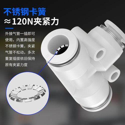 气管快速接头气动快插PU直通PG变径PE三通PY6/8/10/12mm配件大全 - 图1