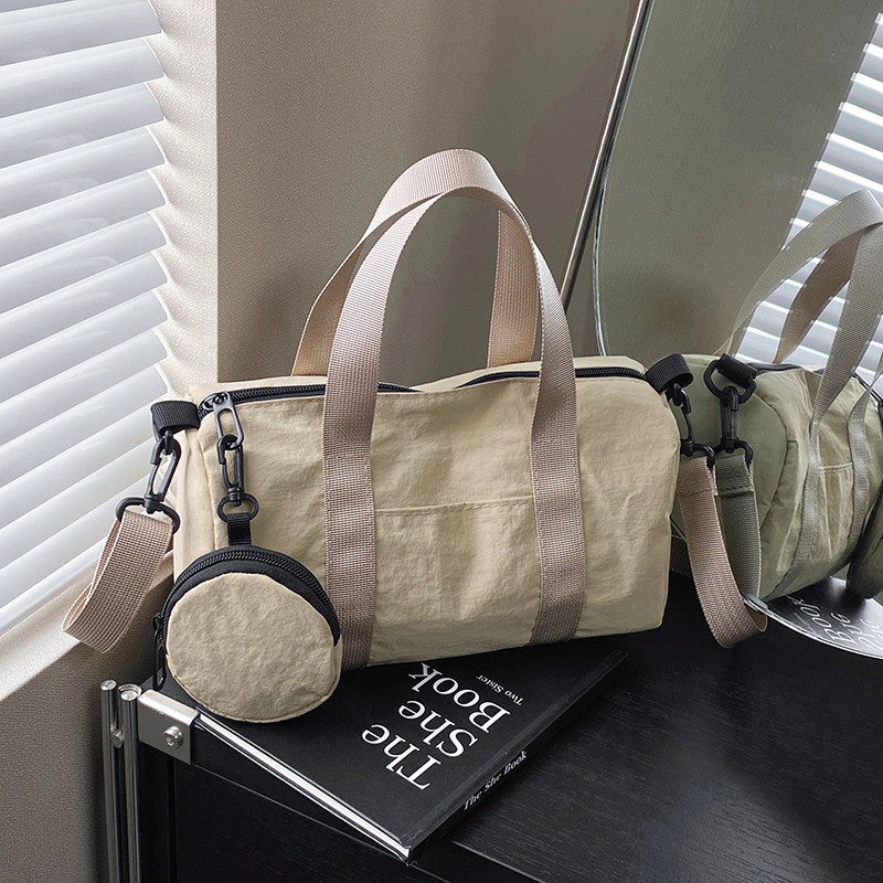 韩版时尚简约水洗布女斜挎包学生外出休闲手提单肩包圆筒收纳包,淘宝优惠券,粉丝福利购,淘宝优惠卷