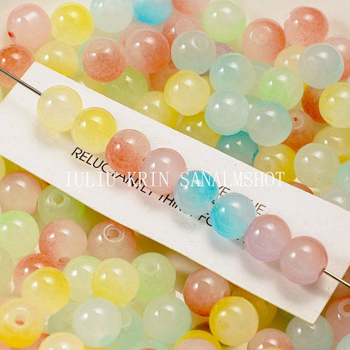 8mm双色玉料珠子手工diy琉璃手串配件批发玻璃珠串珠散珠材料配件 - 图2