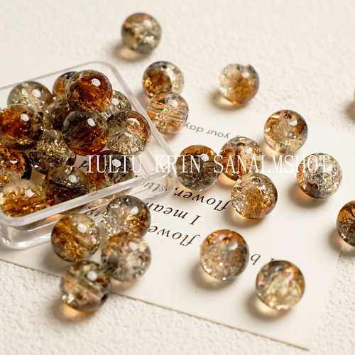 10mm美拉德色系冰裂碎花双色DIY串珠手链散珠串珠饰品配件琉璃珠 - 图3