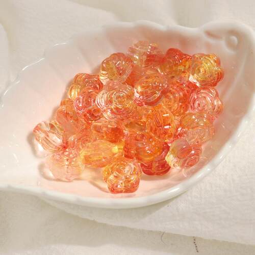 12mm冰透樱花花朵晕染琉璃玻璃散珠手工diy手链串珠材料饰品配件 - 图3