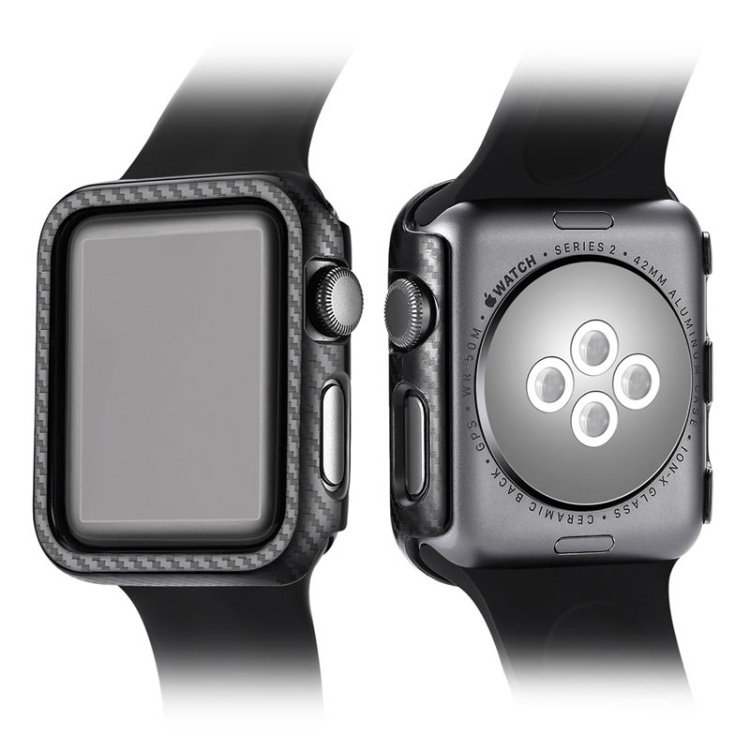 适用苹果iwatch7/5/4/3/9/6保护壳轻薄表套硬apple watch8碳纤维边框保护套iphone watch SE38/41/42/44/45mm - 图0