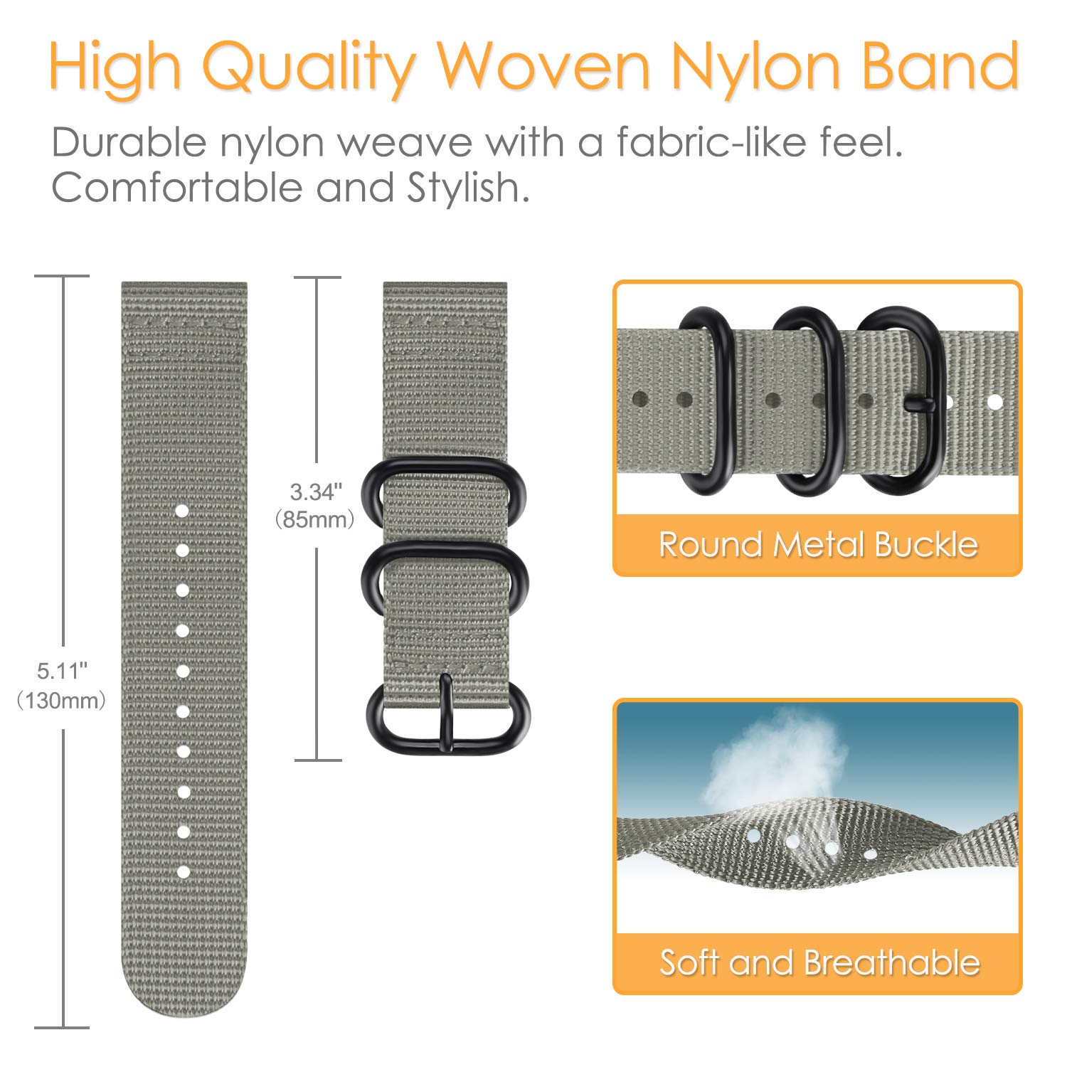 华为watch1代尼龙诺基亚联想手表带 楠跃数码配件智能手表手环表带/腕带