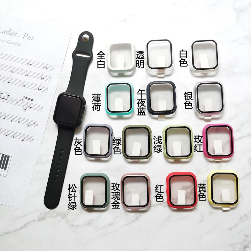 苹果手表钢化膜贴膜+保护壳一体iwatch5 6 SE保护套4/3/9/7全包硬壳apple watch8 ultra 49mm 40/44/4145mm38-图0