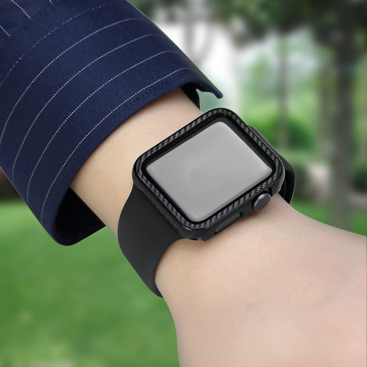 适用苹果iwatch7/5/4/3/9/6保护壳轻薄表套硬apple watch8碳纤维边框保护套iphone watch SE38/41/42/44/45mm