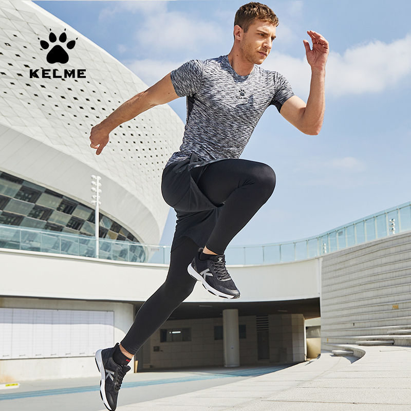 KELME卡尔美运动紧身衣男短袖高弹健身服跑步训练篮球压缩打底T恤