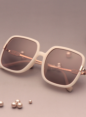 玉白色高级感防晒墨镜女潮配近视