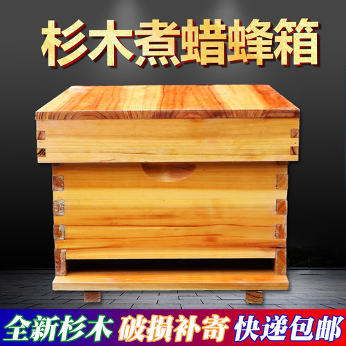 蜜蜂箱中蜂煮蜡标准十框全杉木蜂箱浸蜡高箱意蜂蜂箱全套养蜂工具 - 图0