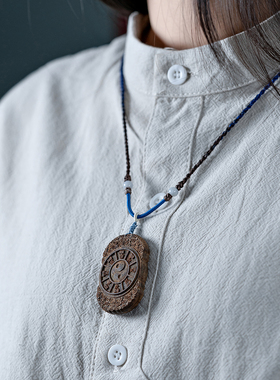 天然越南芽庄沉香乾坤八卦吊坠