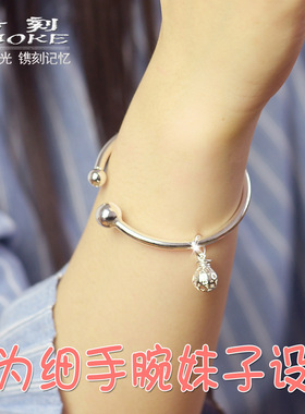 年轻款开口铃铛个性实心少女手镯