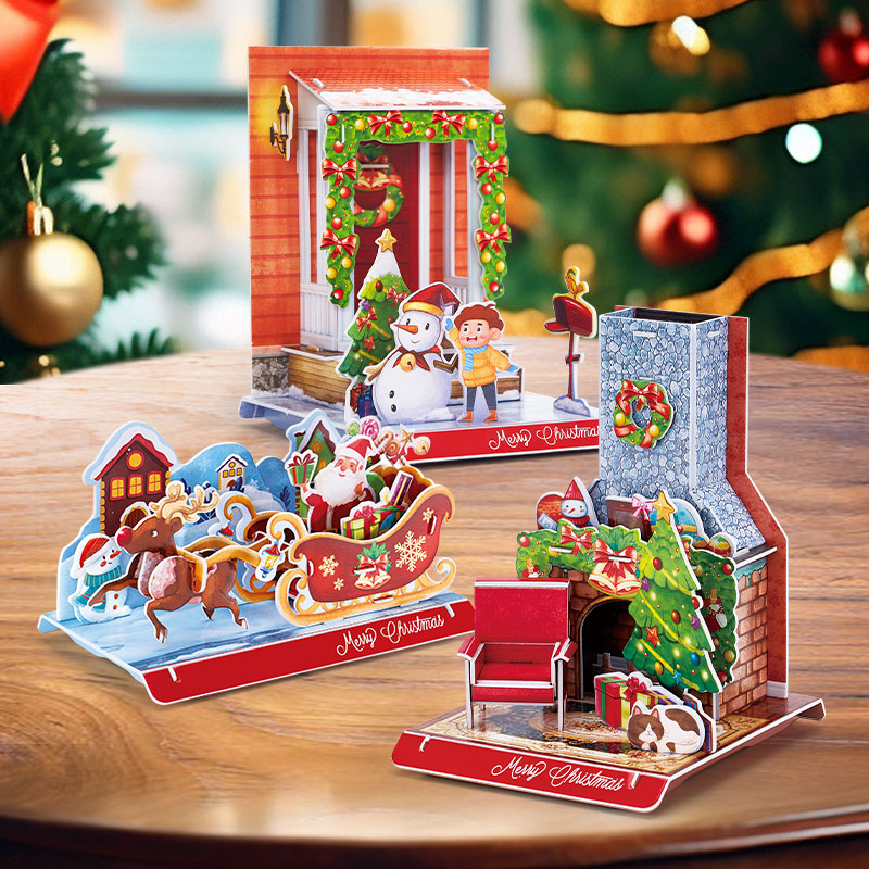 乐立方趣味迷你圣诞儿童拼装模型3D立体拼图圣诞送礼手工玩具