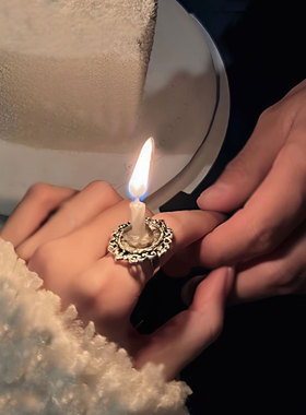 蜡烛戒指生日氛围感道具创意饰品配饰手指拍照装饰小众迷你小闺蜜