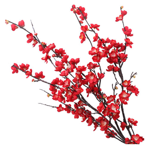 仿真梅花枝假花摆件仿真花腊梅干花桃花客厅摆设花束中式家居装饰 - 图3