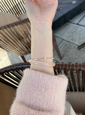 天然高冰透白月光玛瑙荔枝冻玉髓手镯马料女香槟玉镯翡翠珠宝礼物