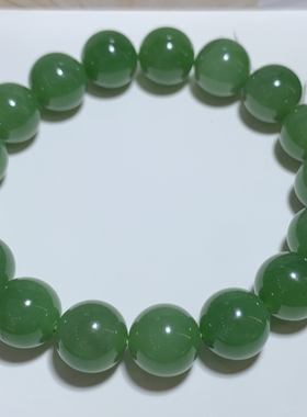 碧玉手串12mm冰底料辣绿色