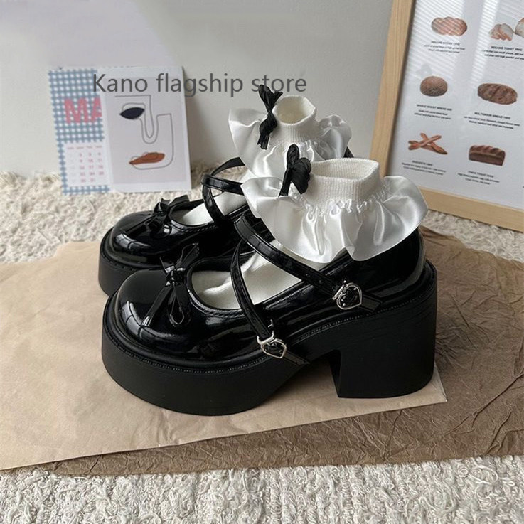 仙女高跟小皮鞋女蝴蝶结日系粗跟2025新款JK洛丽塔配裙子玛丽珍鞋,淘宝优惠券,粉丝福利购,淘宝优惠卷