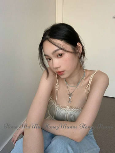 MuMu*韩国4room同款ins小天使珍珠爱心简约酷串珠 项链锁骨链 - 图1