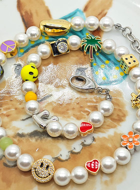 朴宰范同款满钻笑脸趣味元素项链