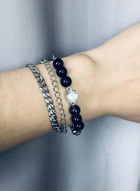 choker张艺兴同款黑白钛钢锁骨链