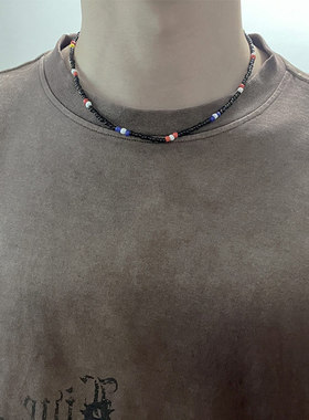 文总包包同款黑色彩点串珠项链