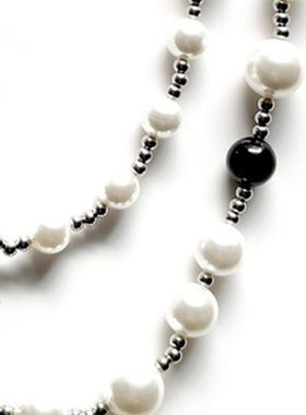 珍珠钢珠拼接项链男女小众设计