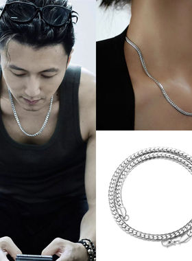 谢霆锋同款加密扁硬钛钢项链男女