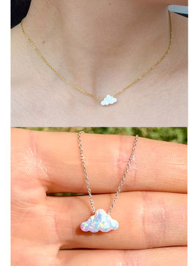 周雨彤同款云朵幻彩金色颈项链圈