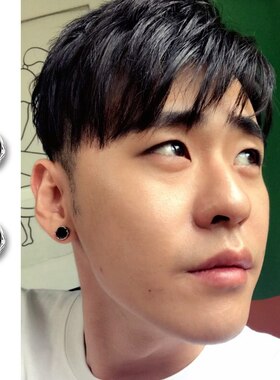 张云雷同款925纯银黑玛瑙耳钉环