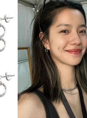 庄达菲同款圆圈耳环钉夹男女百搭
