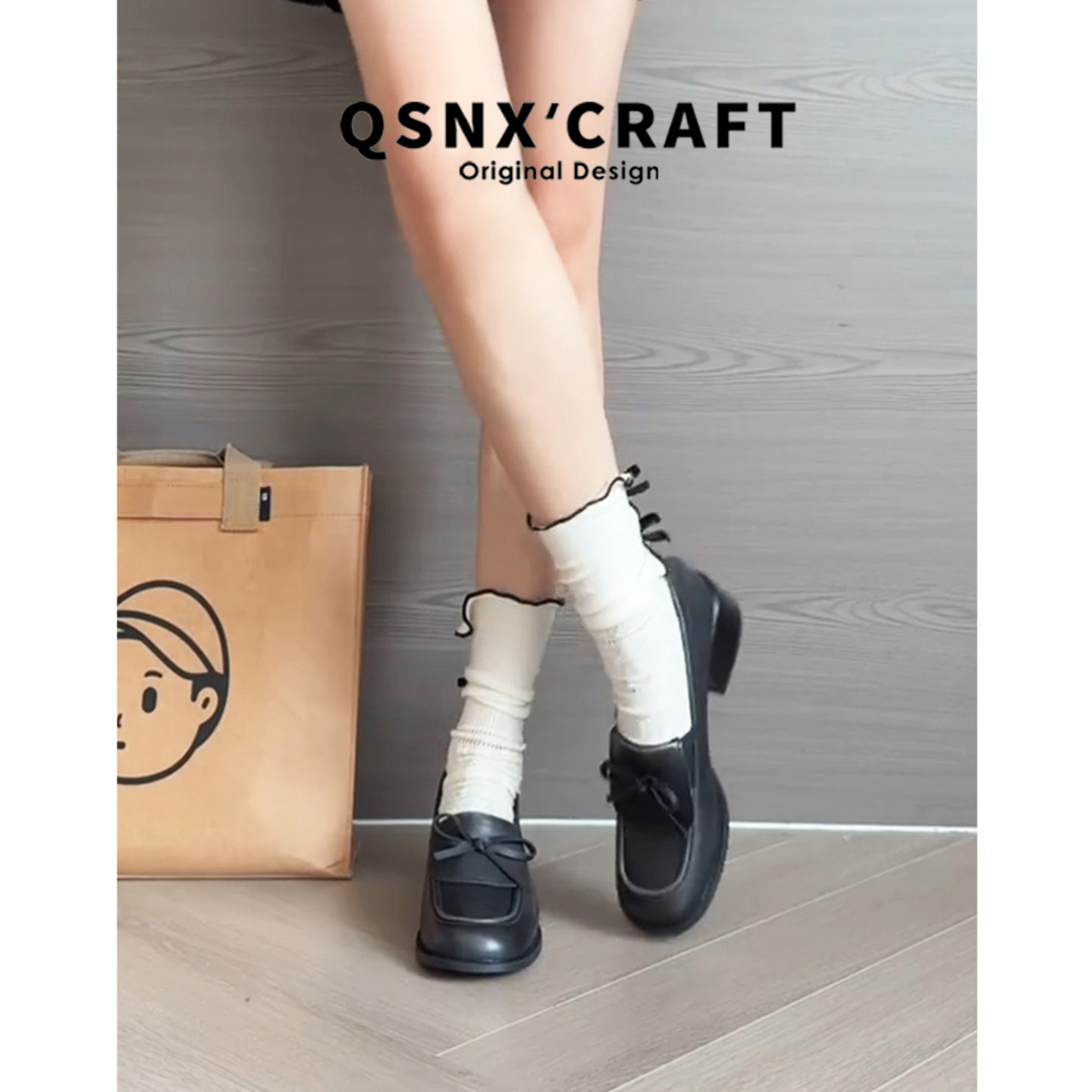 牛皮版~英伦风复古小皮鞋女2025新款蝴蝶结中跟粗跟圆头乐福鞋子,淘宝优惠券,粉丝福利购,淘宝优惠卷