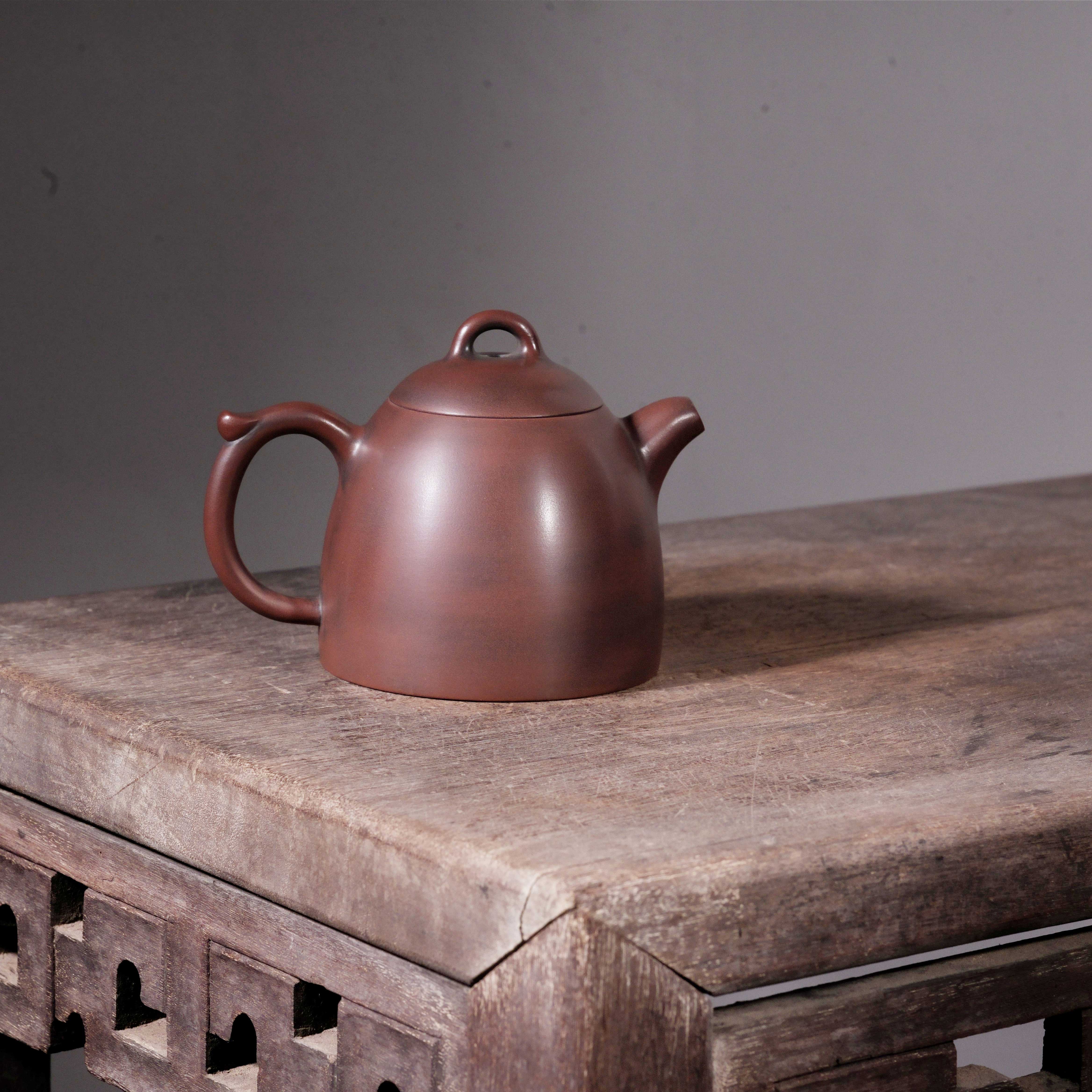 秦权壶 坭兴陶雕刻纯手工家用功夫泡茶壶 200cc 六堡茶具非紫砂 - 图0