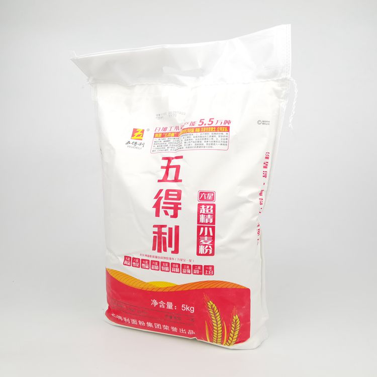 正品五得利6星超精小麦面粉5kg馒头花卷水饺包子馄饨皮拉面条包邮