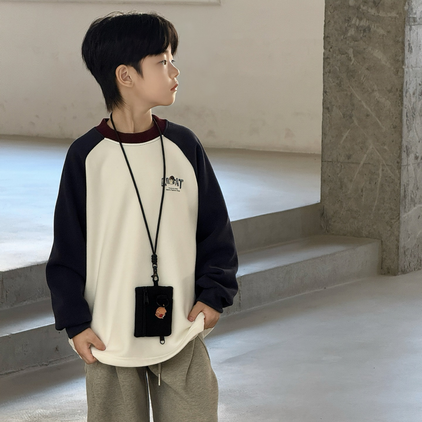 大E小e童装男童加绒长袖T恤冬季中大童加厚卫衣儿童保暖上衣5593 - 图0