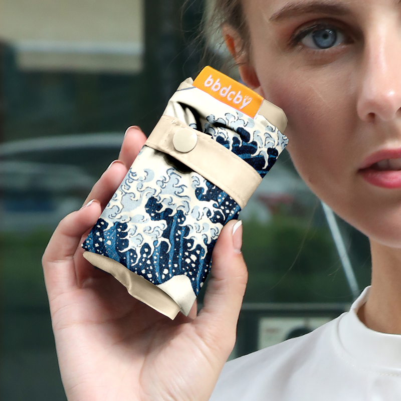 浮世绘海浪经典折叠环保购物袋手提袋单肩包收纳袋礼品袋妈咪包 - 图1