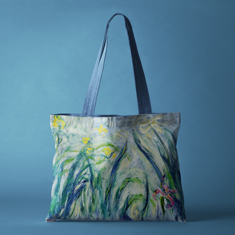 莫奈鸢尾花油画横版拉链布包定制布包手提袋单肩包书包托特包,淘宝优惠券,粉丝福利购,淘宝优惠卷