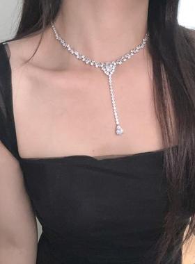 保色锆石闪闪Y型吊坠女项链