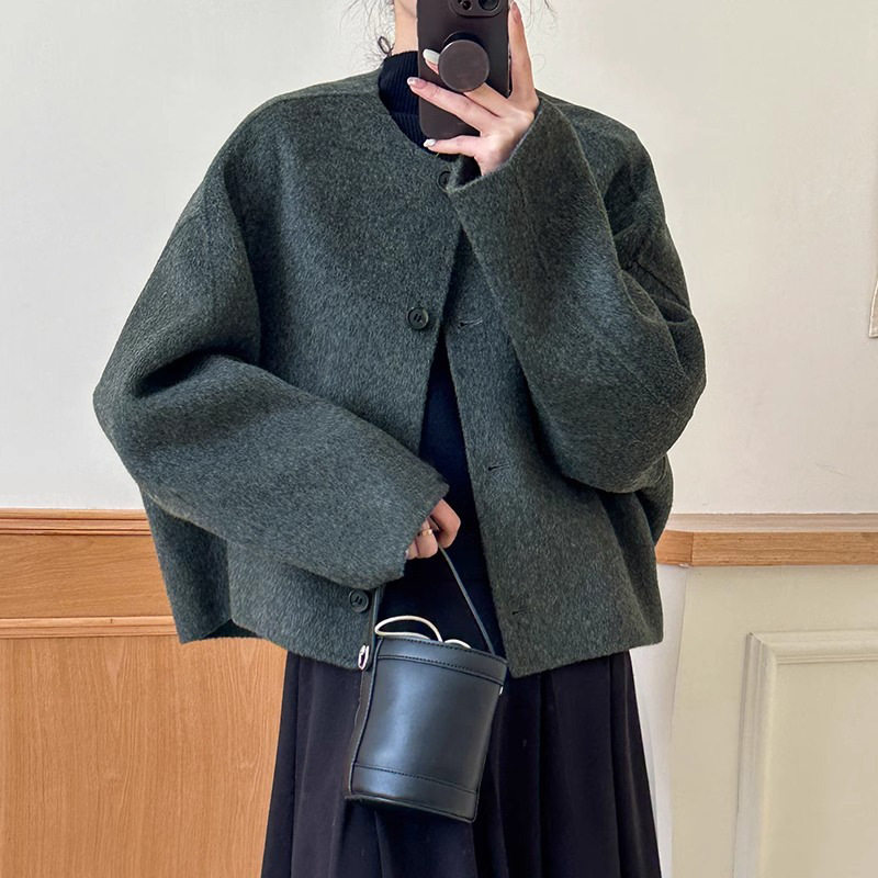 新款双面羊毛大衣短款小个子大袖子廓版加厚羊绒双面长毛保暖外套,淘宝优惠券,粉丝福利购,淘宝优惠卷