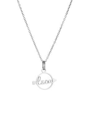 镂空圆牌字母不锈钢小熊耳钉欧美O字链女式不锈钢百搭项链