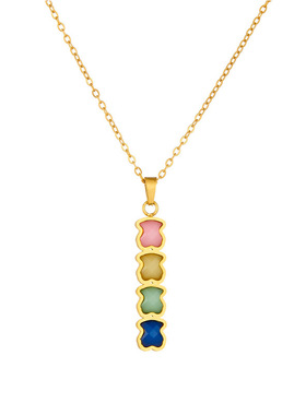 熊家项链欧美百搭四色彩色亚克力小熊女款学生党时尚设计套装