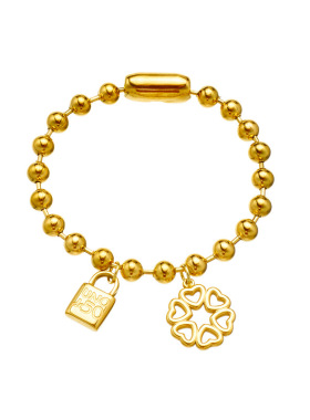 镂空桃心刻字锁头不锈钢手链女式不掉色百搭真空镀气质项链套装