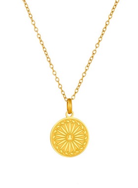 2025熊家新款圆牌图案小熊耳钉项链吊坠套装简约时尚百搭款