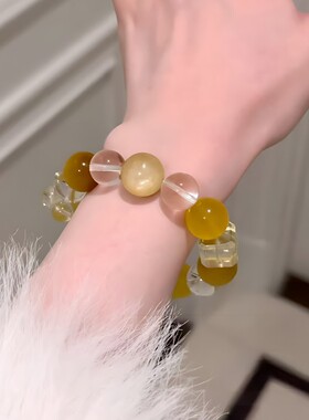 【月桂金露】天然白水晶金虎眼金锂云母手串女招财百搭感手链