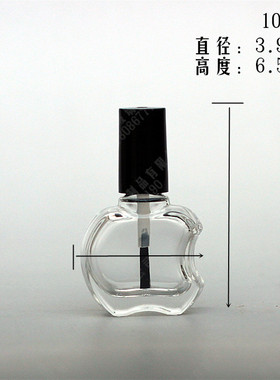 指甲油瓶宽毛刷瓶10ml15ml玻璃瓶指甲油分装瓶空瓶补漆瓶苹果形状