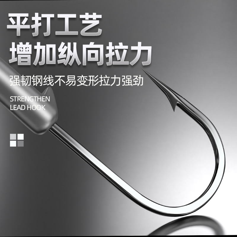 平凡之路铅头钩50枚罐装加强软虫钩翘嘴鳜鱼钩鲈鱼假饵血槽圆形钩 - 图2