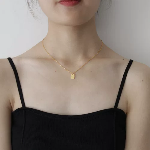 Золотое изысканное ожерелье, подвеска с буквами, брендовая короткая цепочка до ключиц, простой и элегантный дизайн