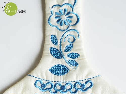 现代中式布艺开关套刺绣开关贴插座套壁火套（平安富贵）青花款 - 图1