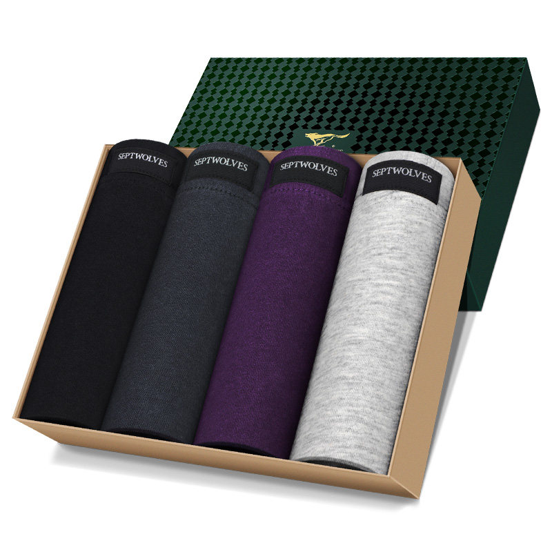 七匹狼男士全棉抗菌青年宽松平角裤 七匹狼内衣内裤