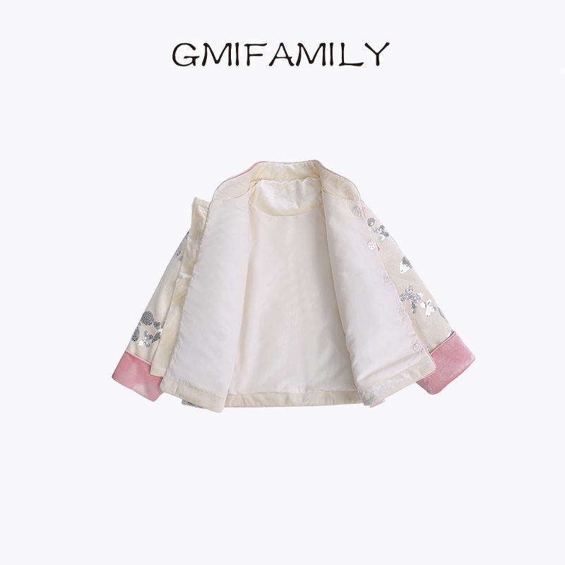 女童新中式国风棉服外套2025冬季新款童装丝绒保暖棉服儿童拜年服 - 图1